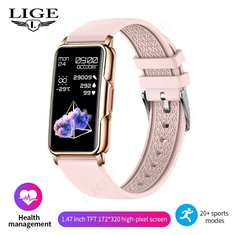 LIGE Women's Smartwatch – 1.47" Bluetooth Fitness Bracelet with Blood Oxygen & Sleep Monitor