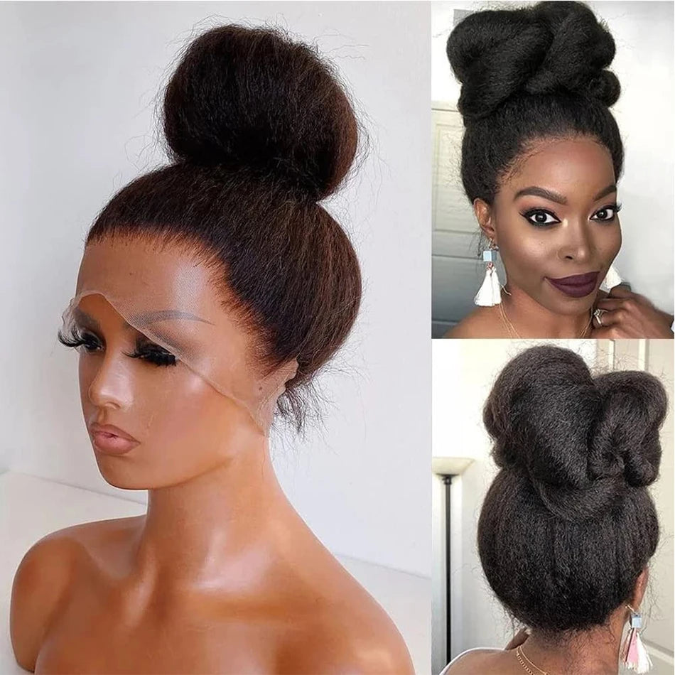 Invisi Draw-strings Kinky Straight 360 Glueless Wig PreCut Lace InvisiFit Strap Wear Go Wig Hidden Strap 360 Full Lace Front Wig