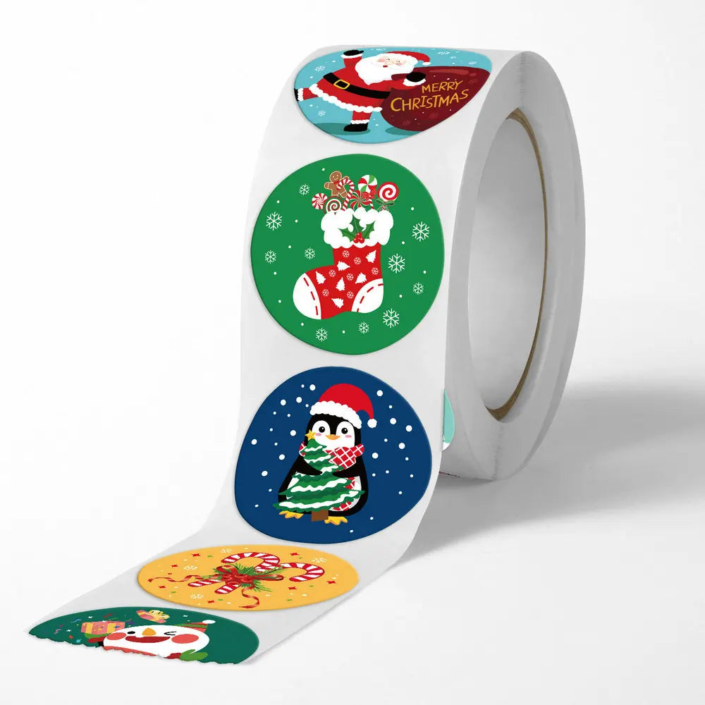 New Christmas stickers high quality self-adhesive gift bags gift boxes birthday tags party stickers Reward Seal sticke