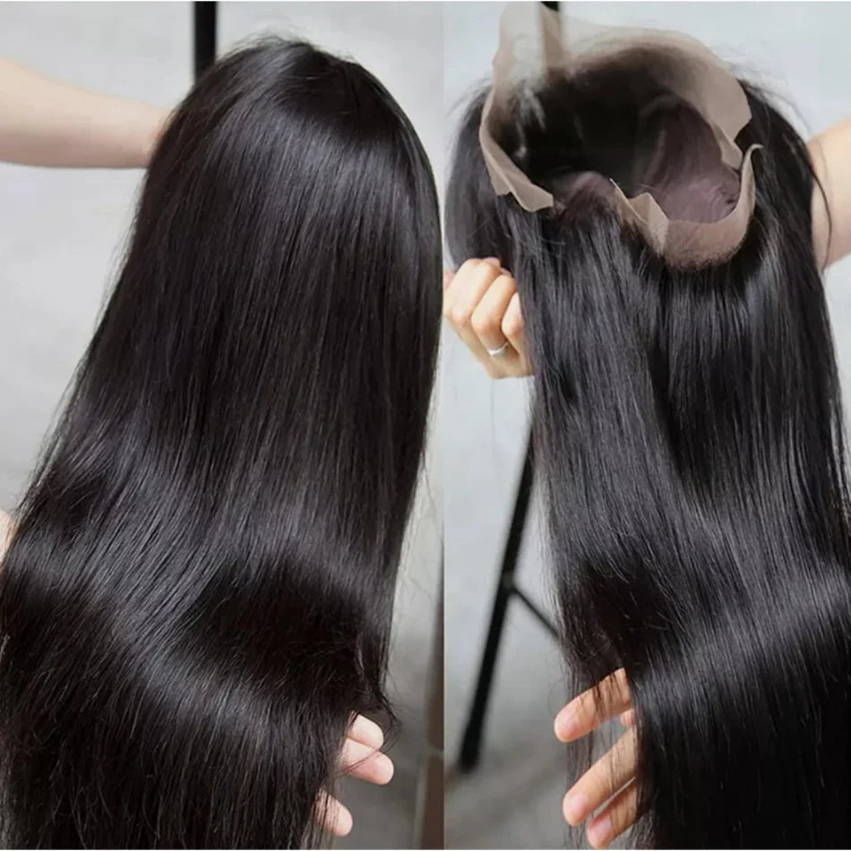 Straight Hd Lace Wig 13X6 Human Hair 40 Inch Lace Front Wig 13X4 Lace Frontal Wig 250 Density Brazilian Hair Natural Black Color