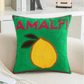 Ins Letter Fruit Embroidered Cushion Cover | 45×45cm Nordic Velvet Pillowcase | Handmade Home Decor