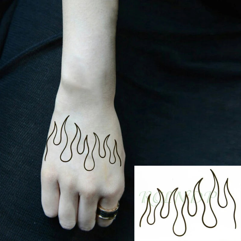Anime Fire Flame Temporary Tattoo – Waterproof Flash Tattoo for Kids, Men & Women