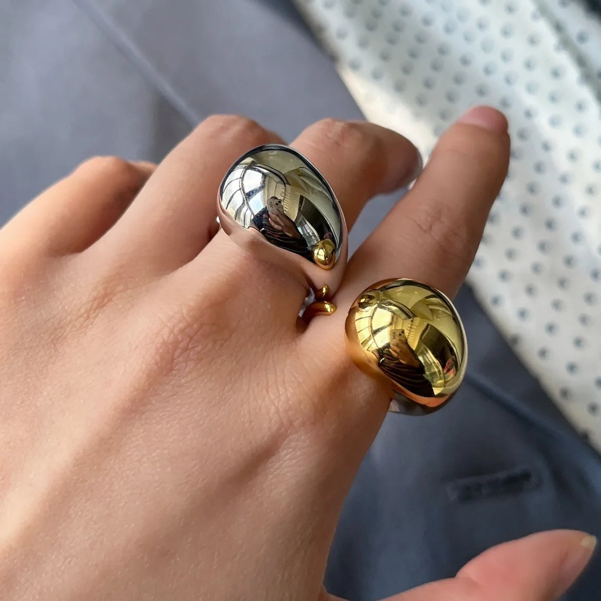 925 Sterling Silver Water Drop Ring For Women Gift Geometric Punk Exaggeration Trend Hiphop Jewelry Accessories Dropshipping