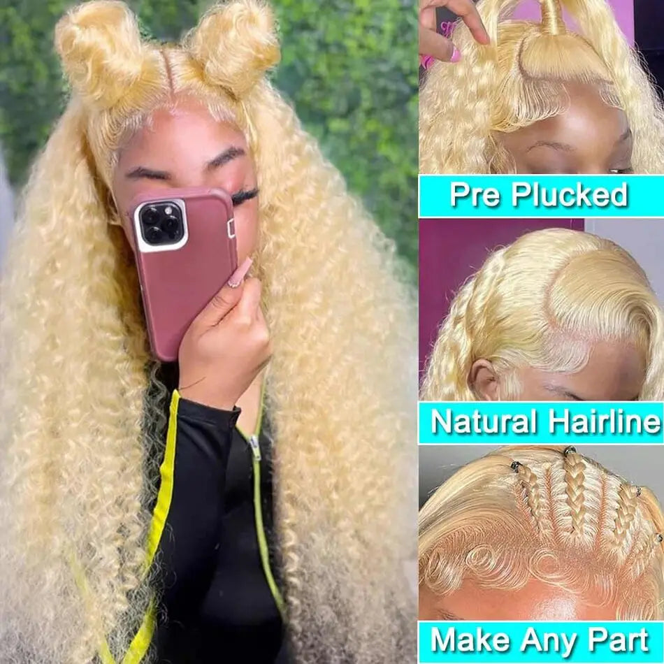 30 Inch 613 Lace Front Wig Human Hair Blonde Wig Human Hair 613 Deep Wave HD Lace Front Wigs 200% Density Pre Plucked For Women