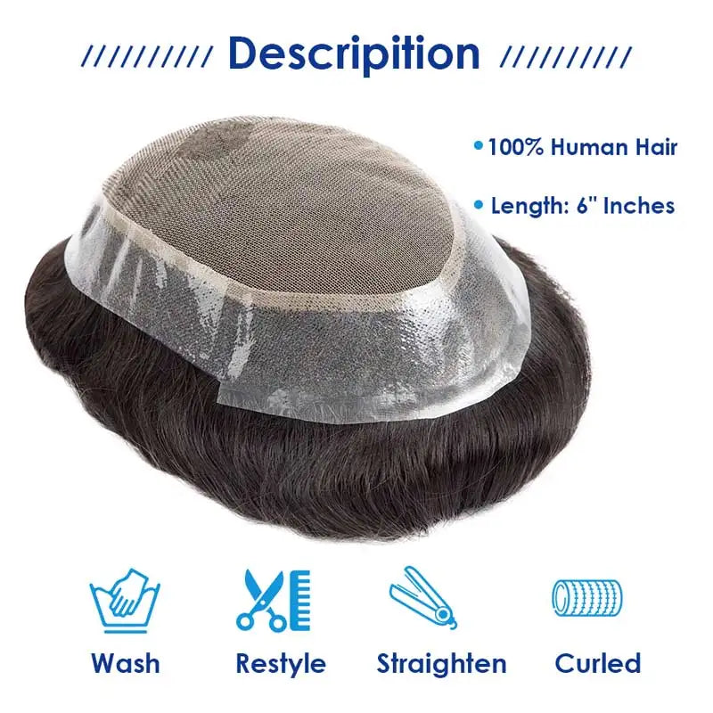 Australia Toupee Hair Men Wig French Lace Men's Wig System Unit Capillary Male Hair Prosthesis Natural Wigs For Men Human Hair