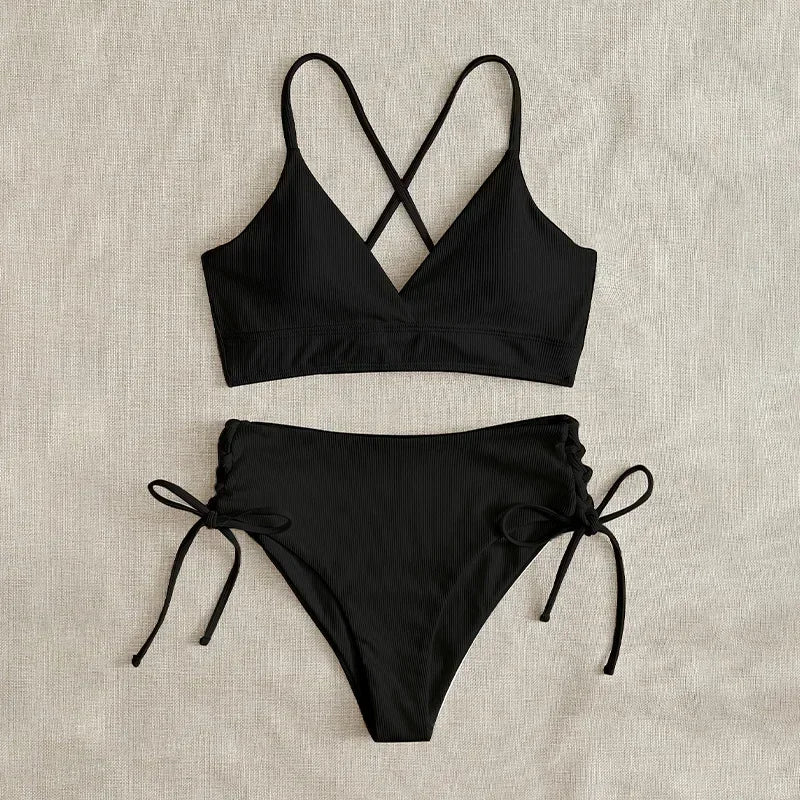 Sexy Bandage High Waist Brazilian Bikini Set – Women's Swimsuit