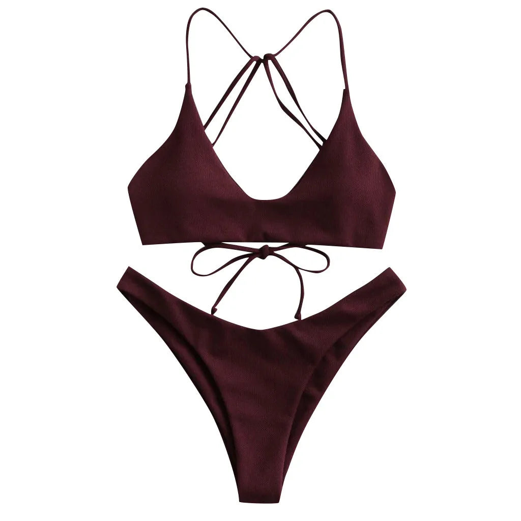 Plus Size V-Neck Drawstring Swimsuit – Women's Sexy One-Piece Bathing Suit