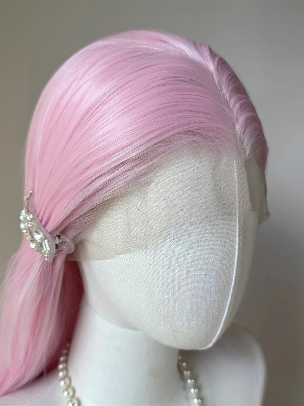 Rose Pink Wig for Women 13*4 Cosplay Wig 26inch Long Straight Hair Wigs Synthetic Lace Wigs Natural Hairline for Daily Use 가발