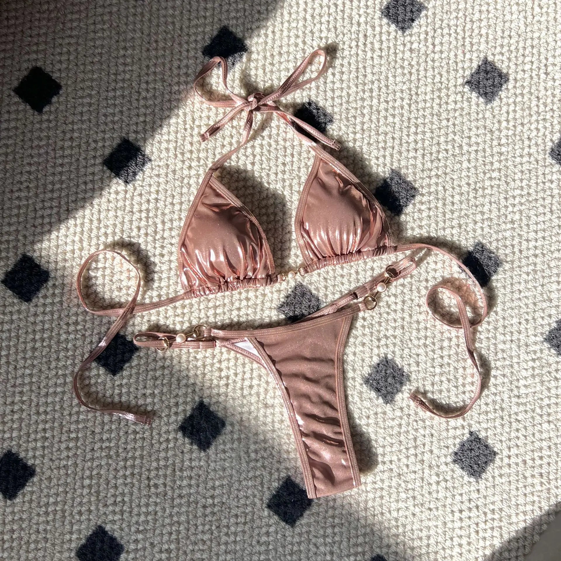 2026 PU Faux Leather Mini Micro Thong Bikini Women Swimwear Female Swimsuit Two-pieces Bikini set Bather Bathing Suit Swim K5280