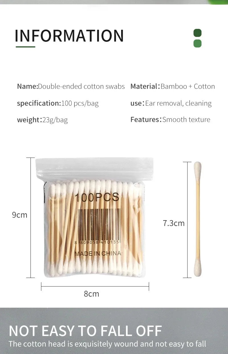 500/1000pcs Double-Headed Wood Cotton Swabs for Nose & Ear Cleaning Women's Makeup Tools Lipstick Remover Cotton Tip Sticks