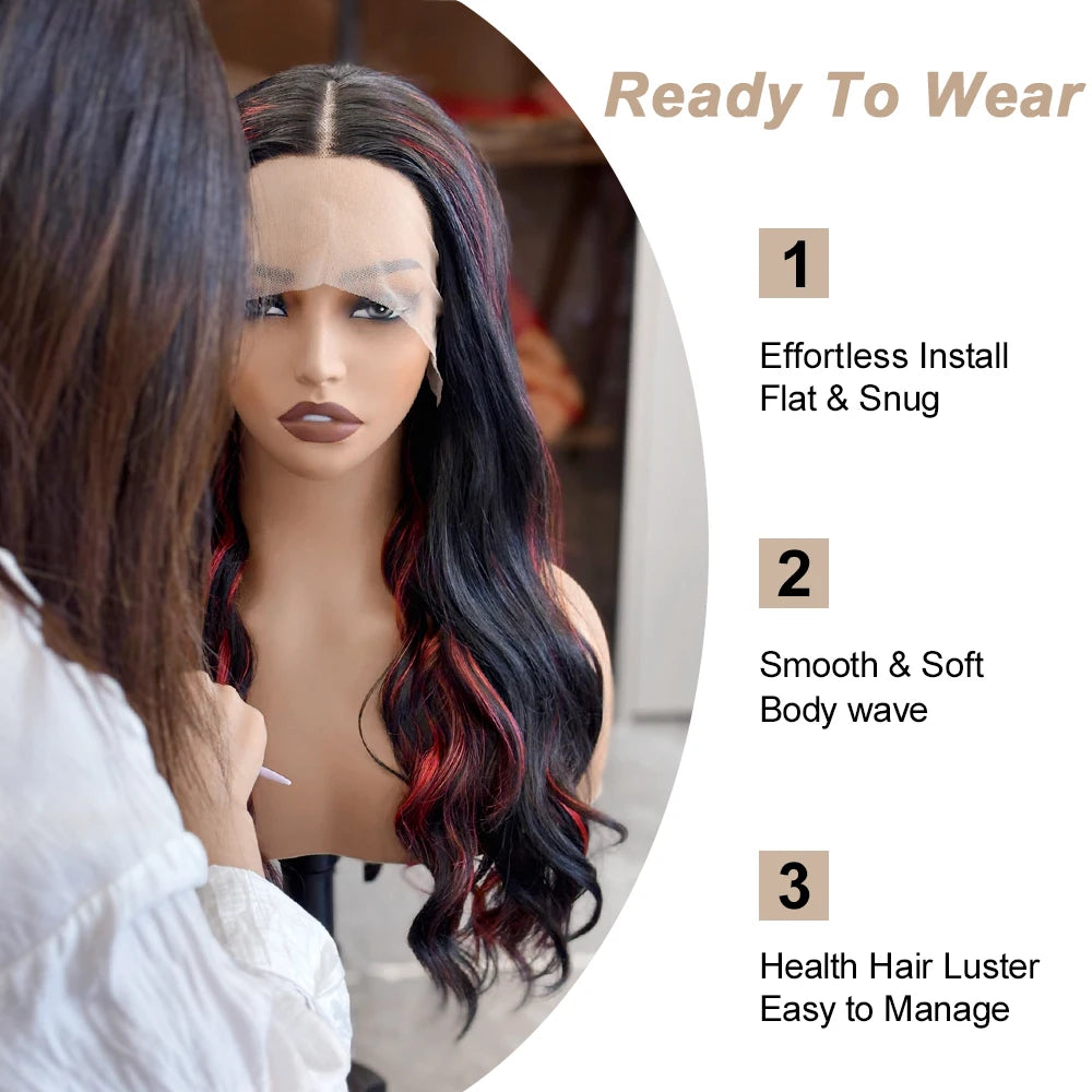 Highlight Body Wave Lace Front Wigs Synthetic 13x4 Ombre Blonde Lace Front Wig 13x6 HD Honey Blonde Lace Frontal Wigs For Women