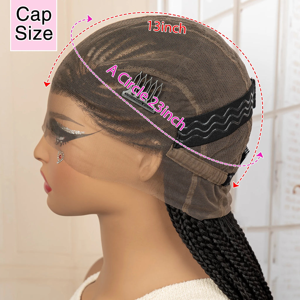 African Braided Hair Wigs Synthetic Full Lace Cornrow Knotless Box Braiding Wigs for Black Women Lace Frontal Crochet Braids Wig