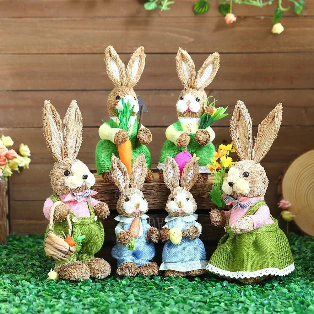 Easter Bunny Woven Grass Rabbit Decor | Handmade Rustic Holiday Decoration | Unique Easter Gift for Home & Kids