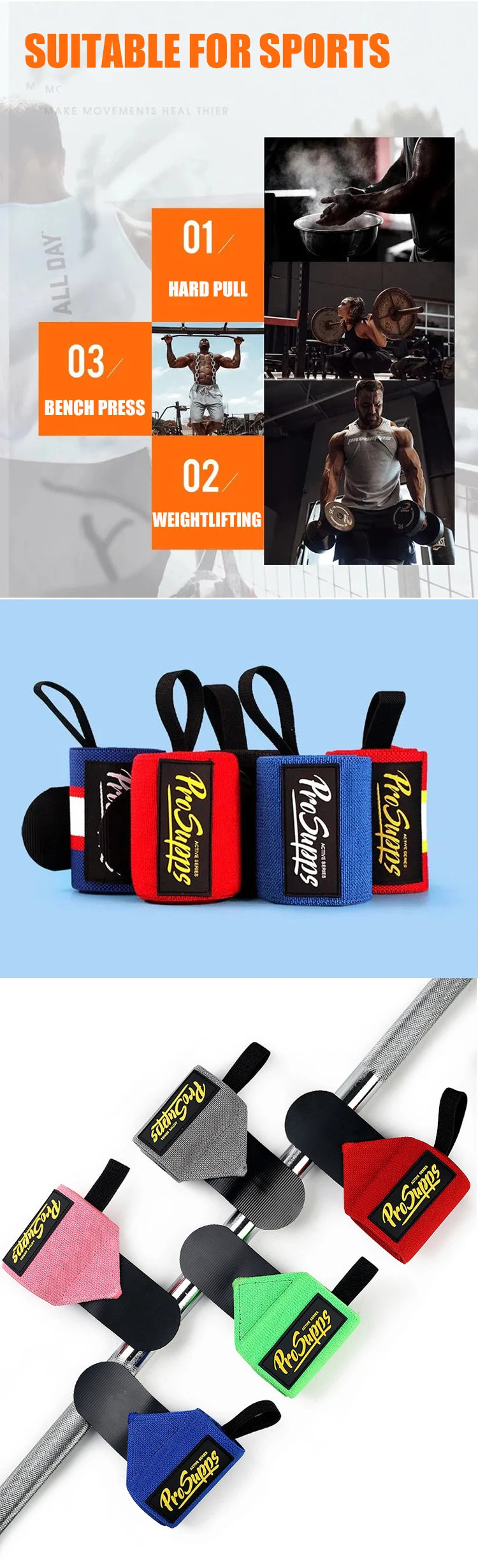 Gym Wrist Support Straps – Breathable Wristbands for Fitness, Weightlifting & Sports (1 Pair)