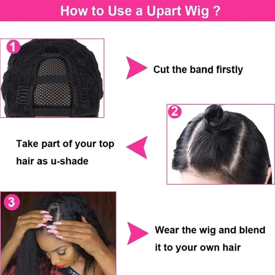 16-34Inch Straight V Part Human Hair Wigs Straight Brazilian Wig For Women Cheap U part Human Hair Head Clip In Half Wig No Glue