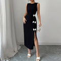Women's Clothing 2025 Spring and Summer European and American Style Slim Dress Bow Vest Skirt