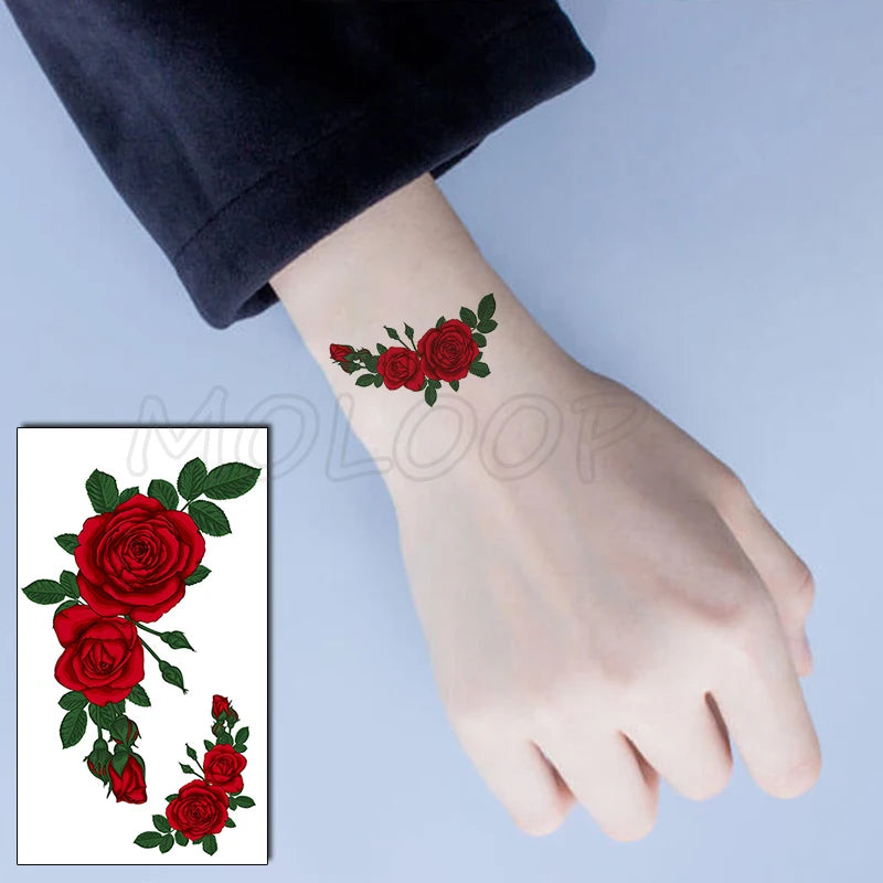 Sexy Red Lips Water Transfer Tattoo – Waterproof Body Art 10.5x6cm