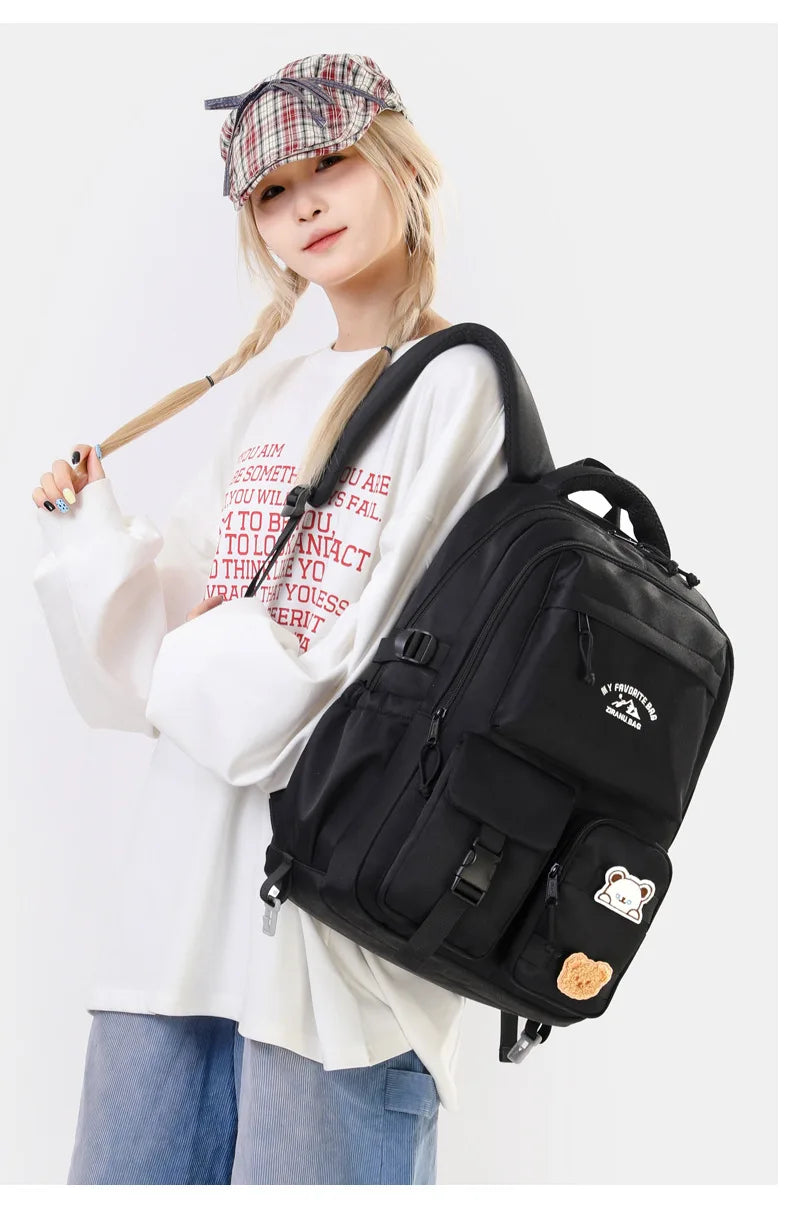 Korean Style Daily Backpack For Women Packsack Waterproof nylon Fabric Travel Backpacks Girls School Bag Teenagers Casual Bags