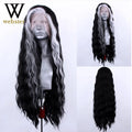 Webster Black Wigs White Highlight Synthetic Wig Pre Plucked Synthetic Lace Front Wigs For Women Loose Wave Lace Frontal Wig