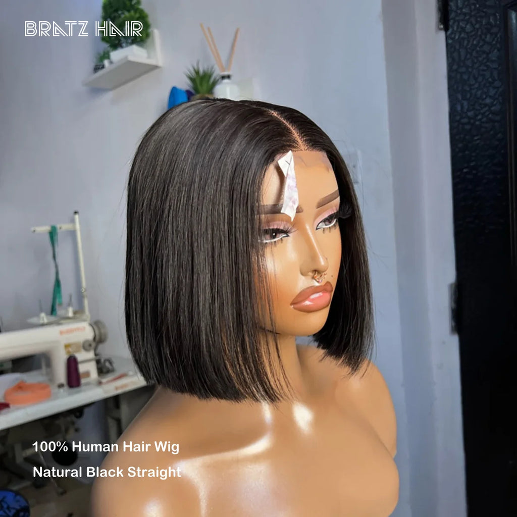 Super Double Drawn Vietnamese Bone Straight 4x4 5x5 Lace Closure Bob Wig Natural Color 13x4 HD Lace Frontal Bob Wigs Pre Plucked