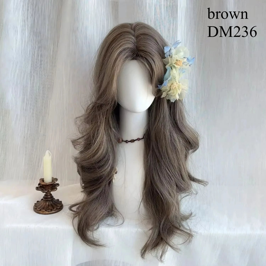 Ashely Black Brown Wig for Woman 24inch Daily Use Lolita Water Wavy Big Waves Long Curly Hair Long Straight Hair Synthetic Wigs