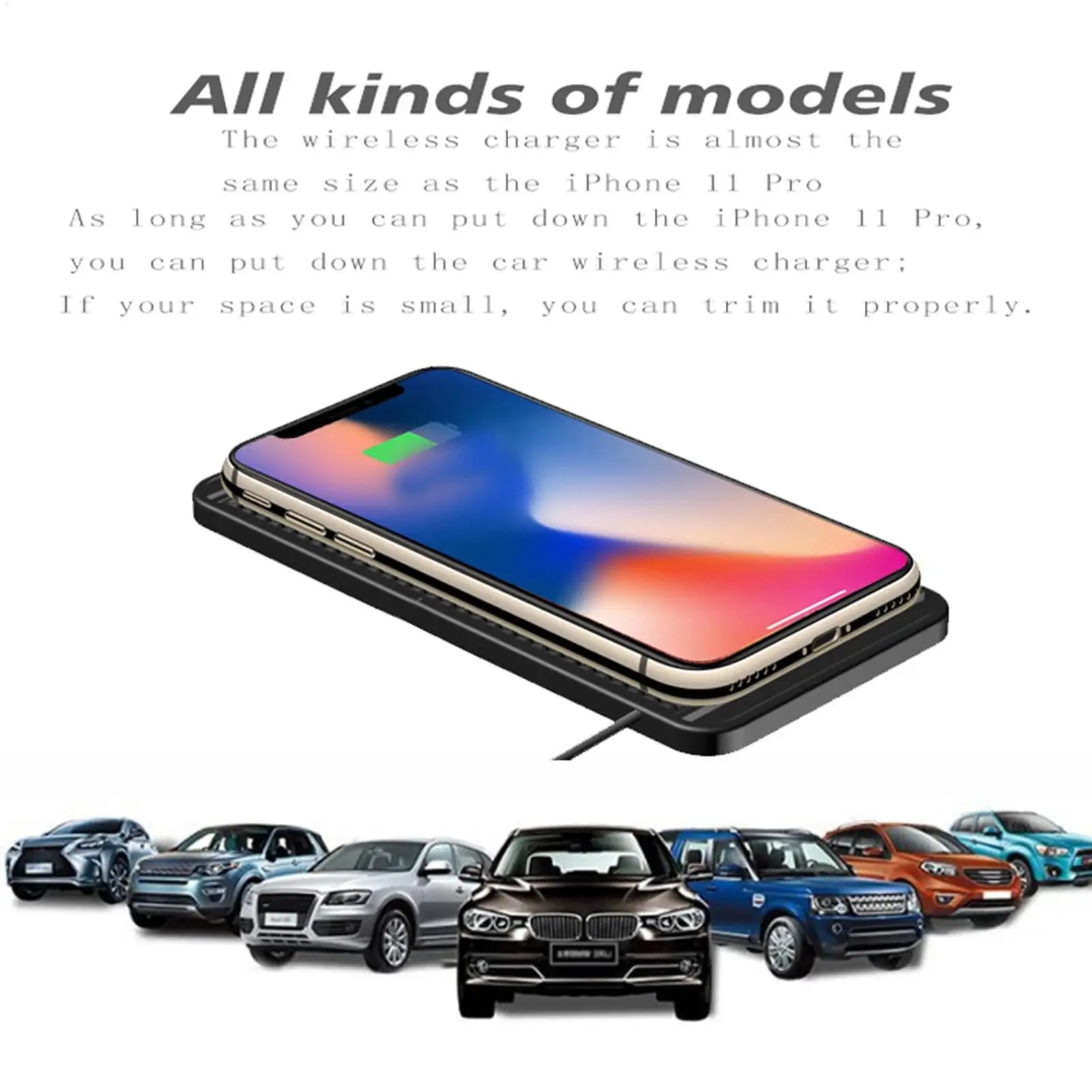 Wireless Car Charger Pad – Auto-Sensing Non-Slip Charging Mat for Vehicles