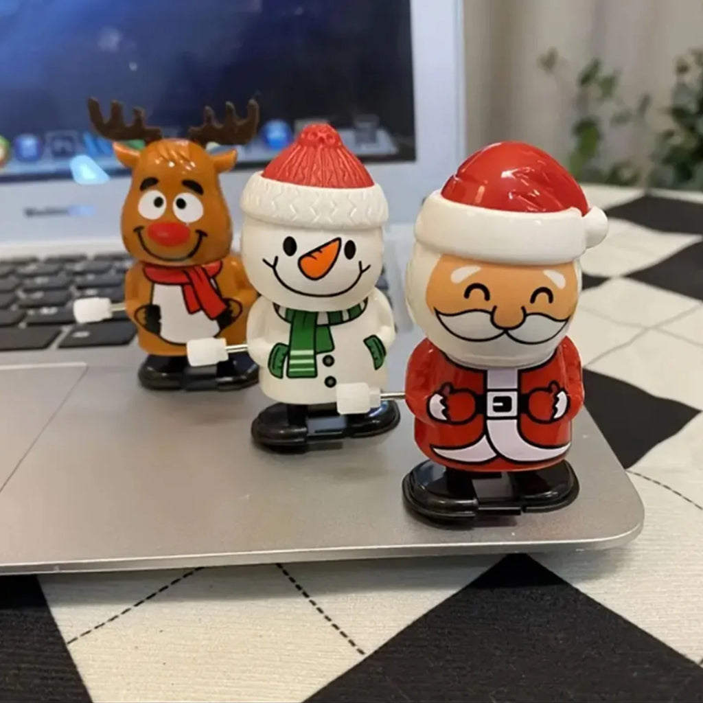 Wind-Up Jumping & Walking Figurines | Santa Claus & Snowman Clockwork Toys | Christmas Party Favors & Home Decor Ornaments