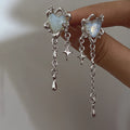Y2K Irregular Liquid Earrings for Women Silver Color Hip-Hop Punk Fashion Geometric Earring Clip Girl 2024 Trendy Party Jewelry