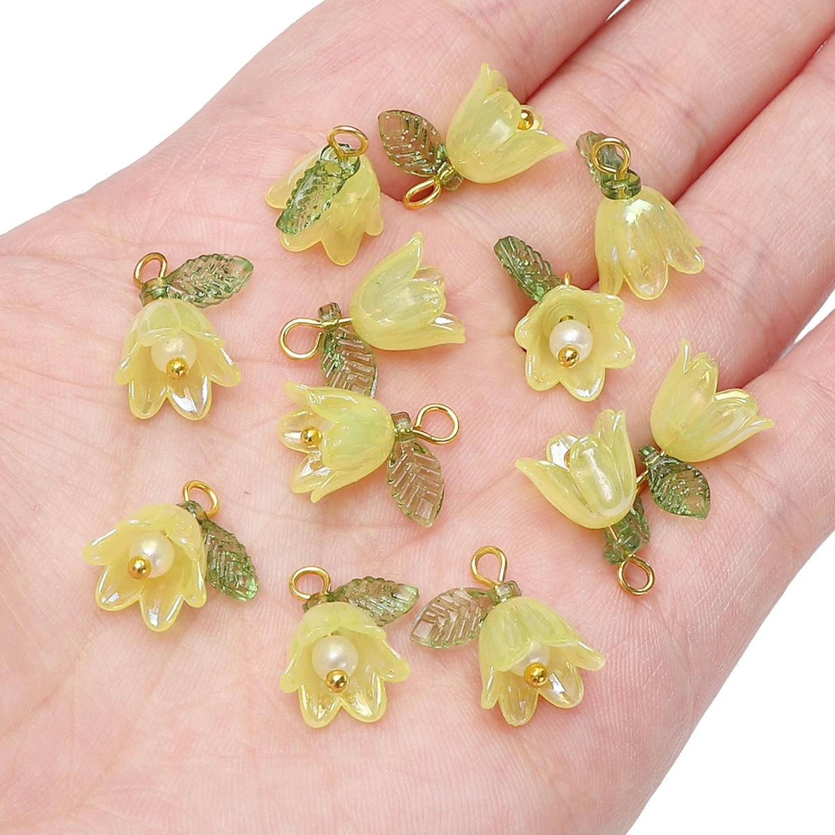 11x14mm 2-10Pcs acrylic lily of the valley flower bud beads plated with colored loose beads, handcrafted DIY making jewelry brac