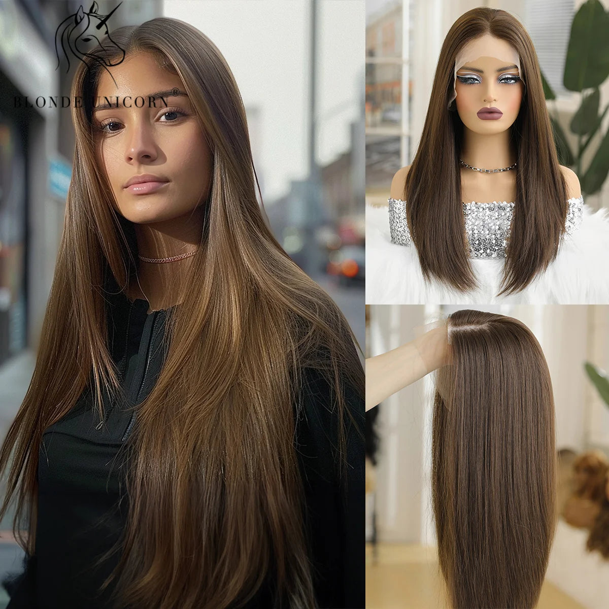 13x6 Lace Front Wig Blonde Golden Straight Hair Synthetic Wigs for Women Daily Party Cosplay Use Heat Resistant Fiber Hair