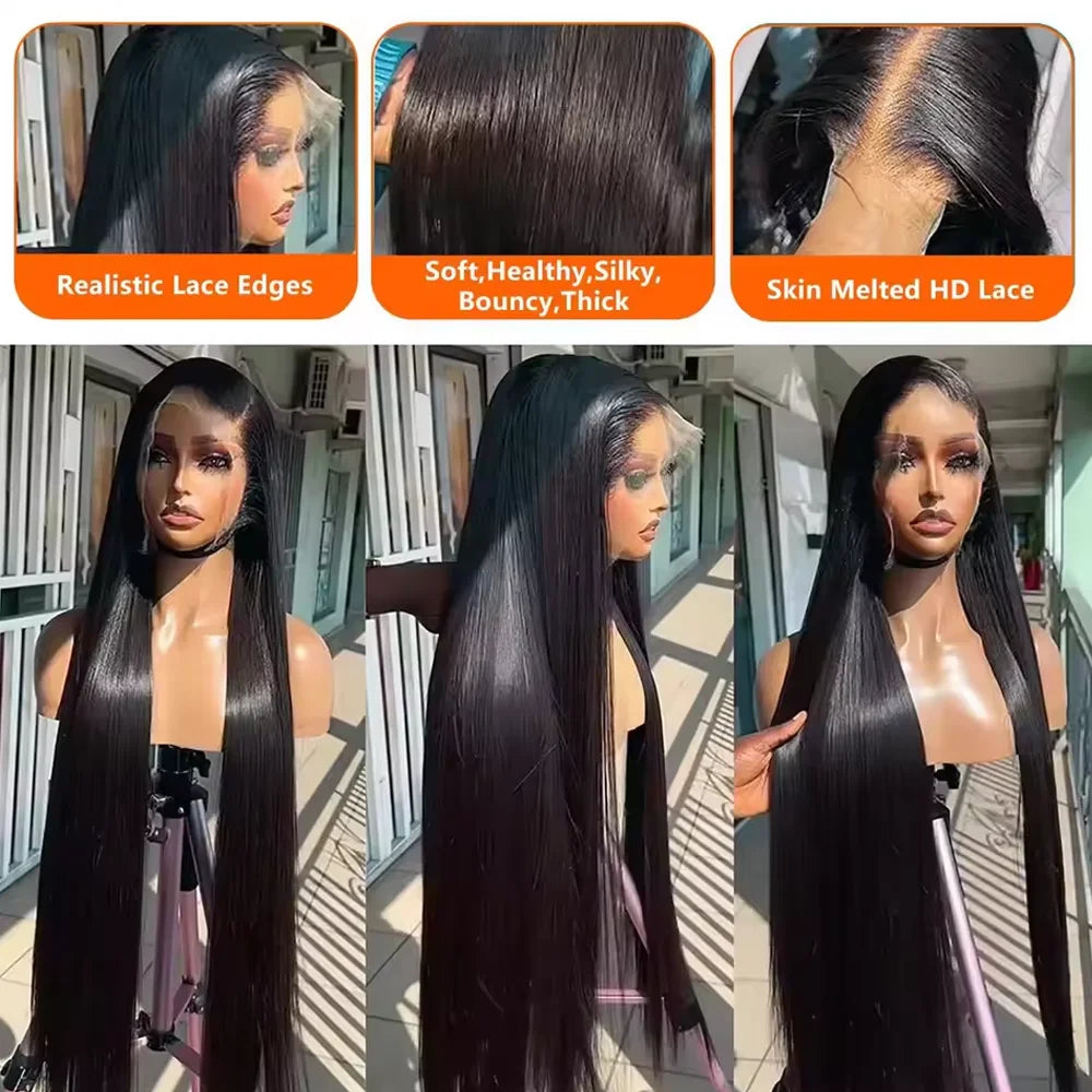 36 Inches Bone Straight Lace Front Wig Human Hair 13X4 Hd Lace Frontal Wig 13X6 Glueless Wig Human Hair For Black Women
