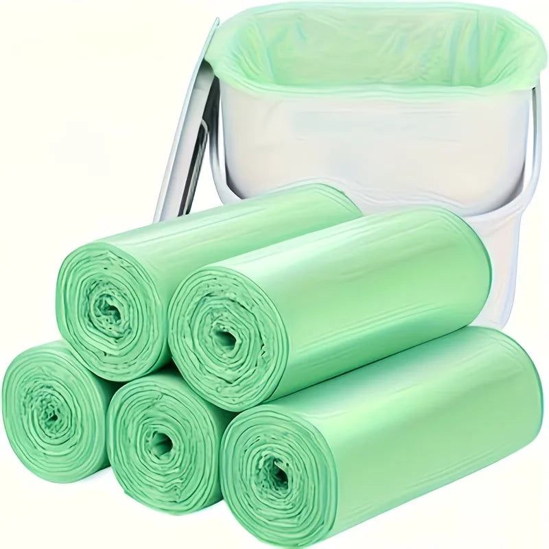 100 household garbage bags per roll, 15.14-18.93 liters, unscented, 20% thicker, ultra-durable, leak-proof (green, 10 liters) /
