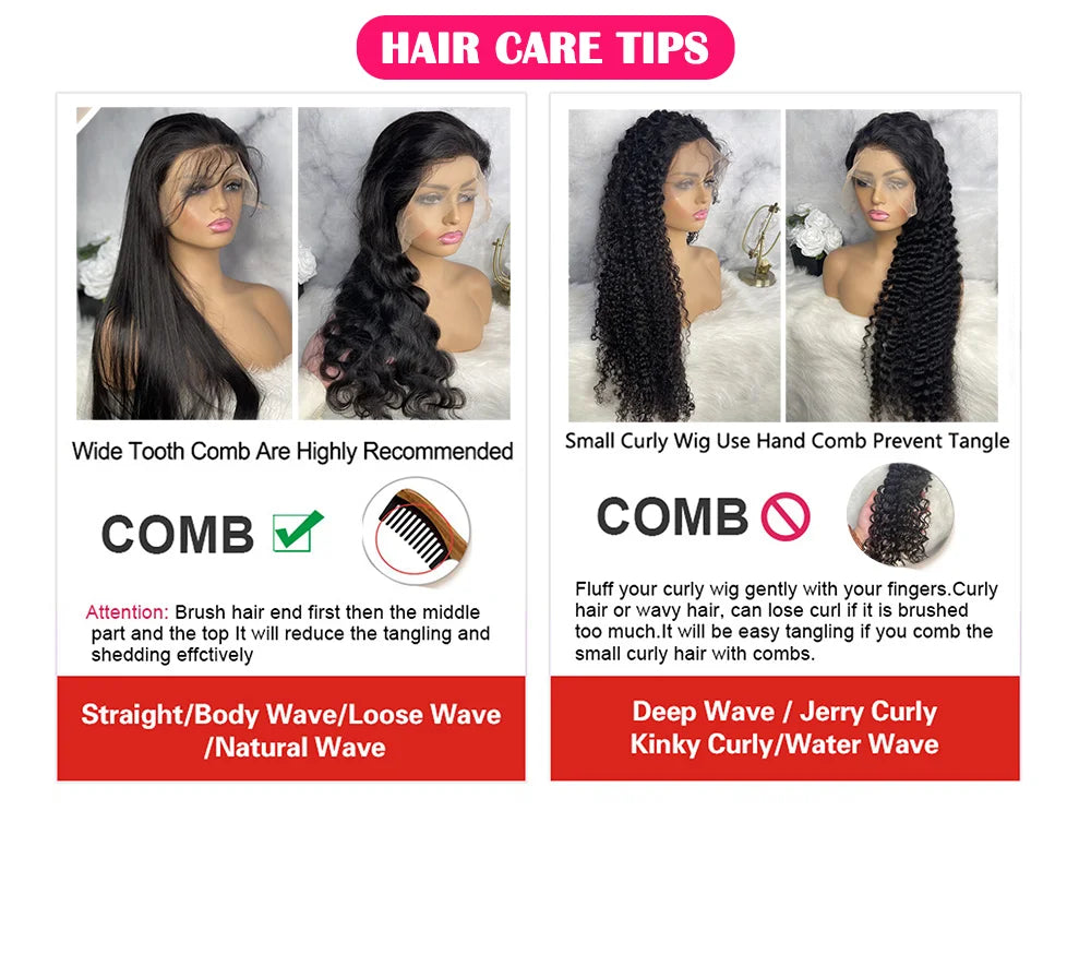 Body Wave 40 42 Inch 13x4 13x6 HD Transparent Lace Frontal Wig  Human Hair Wig 360 Full Lace Front Wig Brazilian Pre Plucked