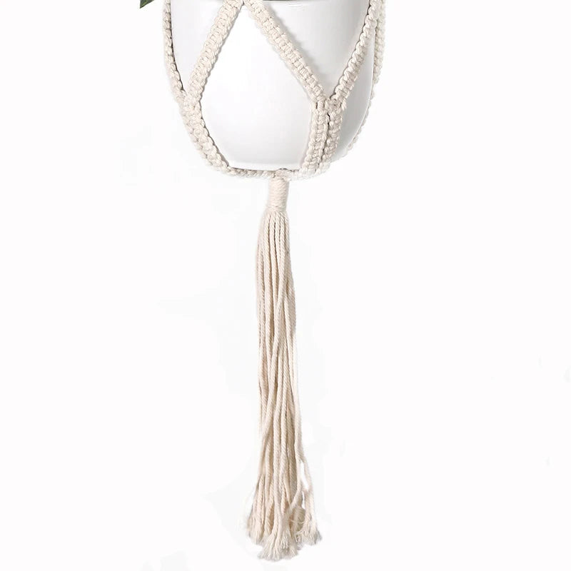 Garden Plant Hanging Basket Cotton Rope Hanger Plant Flower Basket Pot Planter Hanger Handmade Macrame Pot Pocket Home Decor 1pc