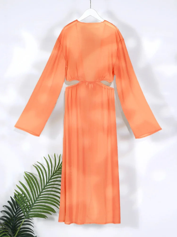 Women's Cover-ups Summer Swimwear Solid Tunic Shirt Beach Dress Female Swimsuit Beach Cover Up Beach Clothes