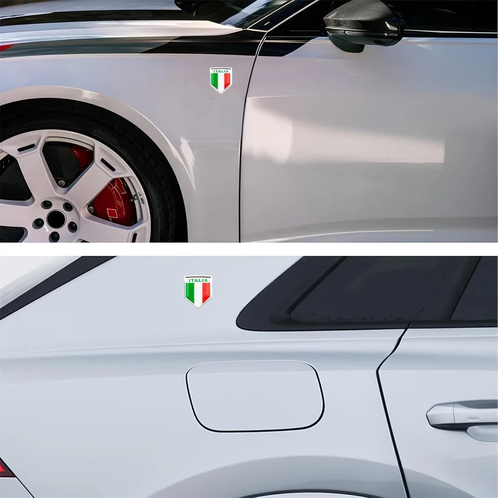 Italy Flag Shield Car Emblem – Italian Crest Decal for Cars, Bikes & Motorcycles