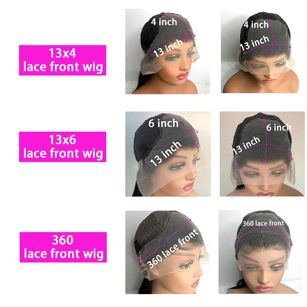 Body Wave 40 42 Inch 13x4 13x6 HD Transparent Lace Frontal Wig  Human Hair Wig 360 Full Lace Front Wig Brazilian Pre Plucked