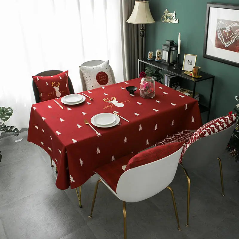 Christmas Tablecloth | Waterproof & Oil-Proof Rectangular Santa Claus Table Cloth | Home, Hotel & Party Decor
