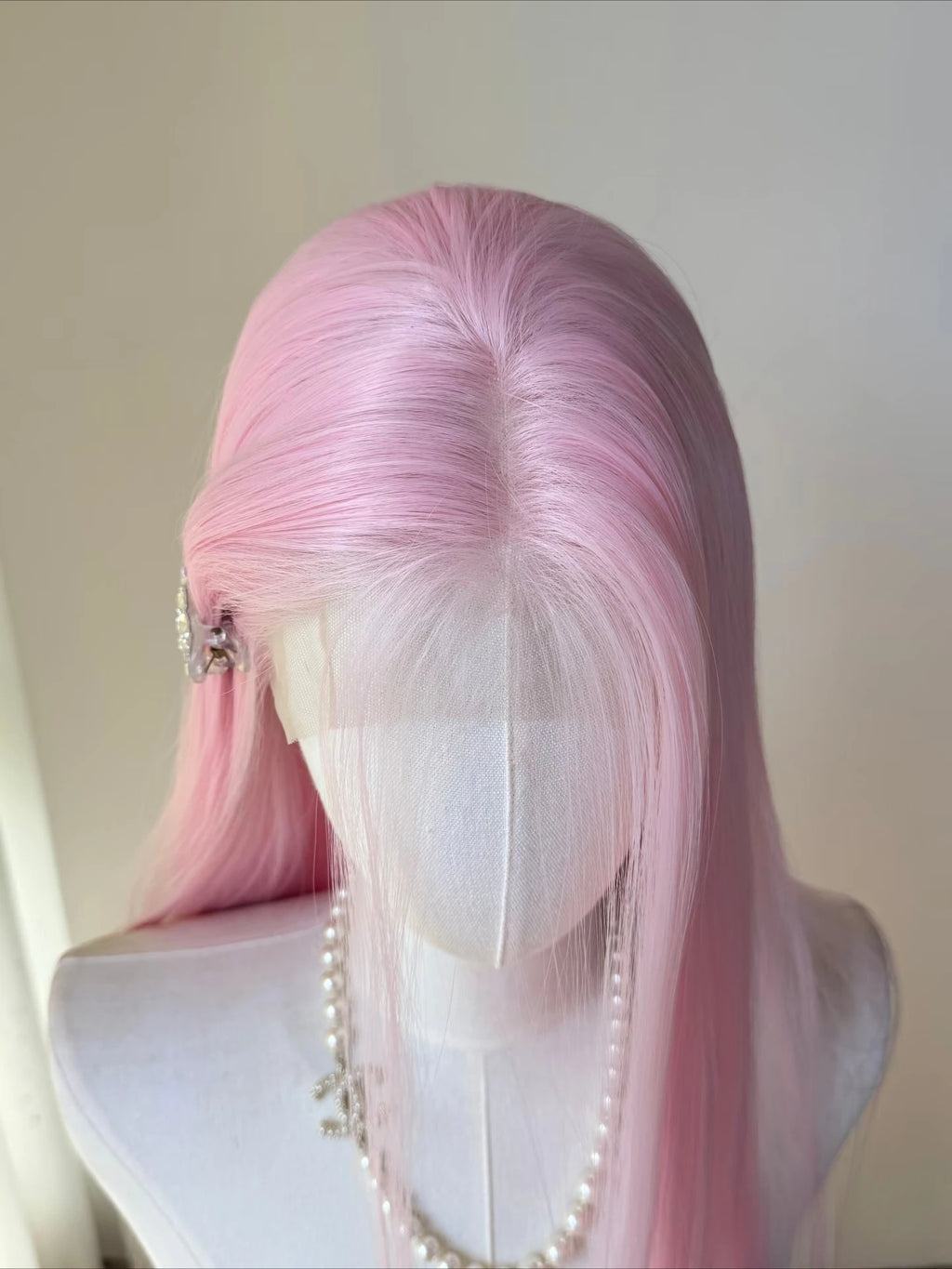 Rose Pink Wig for Women 13*4 Cosplay Wig 26inch Long Straight Hair Wigs Synthetic Lace Wigs Natural Hairline for Daily Use 가발