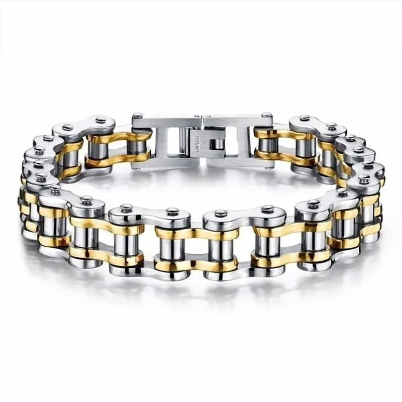 Stainless Steel Biker Chain Bracelet Mens Bracelet Link Chain Motorcycle Bicycle Style Bracelets Fashion Punk Bangles Jewelry