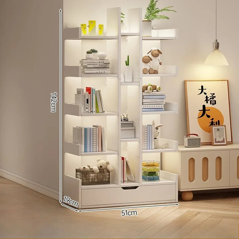 Solid Wood Bookshelf – Multi-Level Floor Standing Storage Rack for Living Room & Office