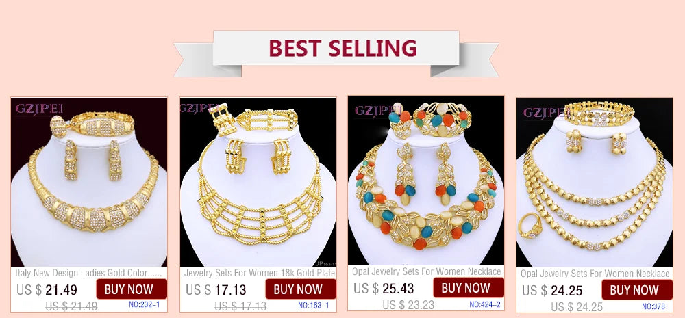 Arabic Women's Jewelry Set – 18k Gold Plated Black & Gold Necklace Party Accessories
