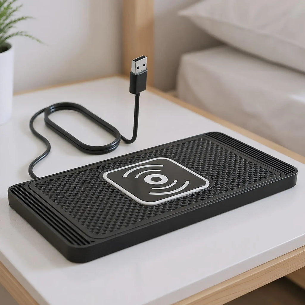 Wireless Car Charger Pad – Auto-Sensing Non-Slip Charging Mat for Vehicles