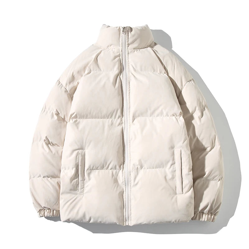 Men's Hooded Fleece-Lined Winter Parka – Korean Style Zip Jacket with Pockets