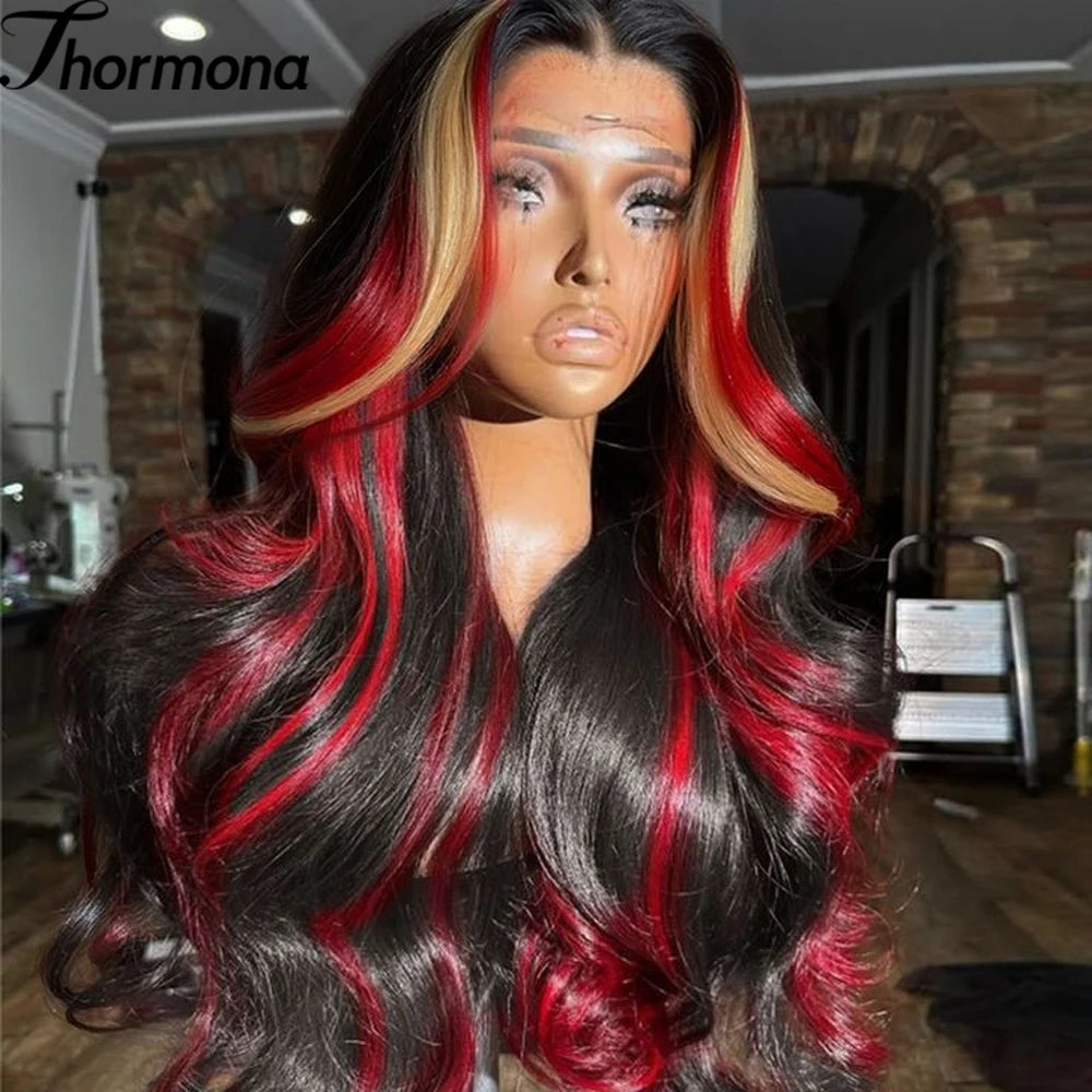Highlight Body Wave Lace Front Wigs Synthetic 13x4 Ombre Blonde Lace Front Wig 13x6 HD Honey Blonde Lace Frontal Wigs For Women