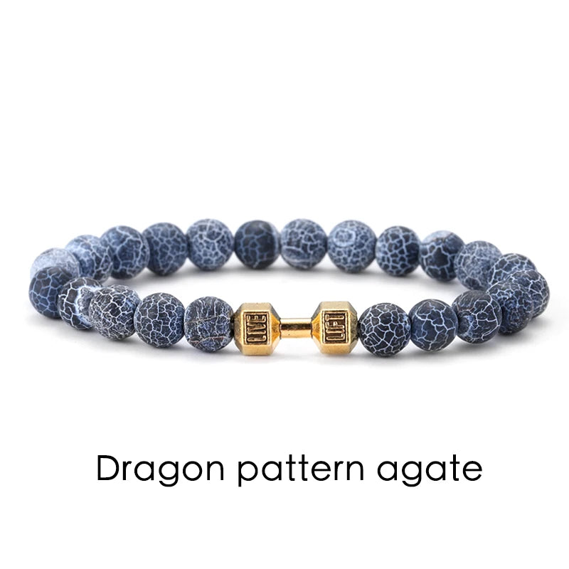 Natural Volcanic Stone Bracelet – Matte Black Lava Bead Fitness Bracelet for Men & Women