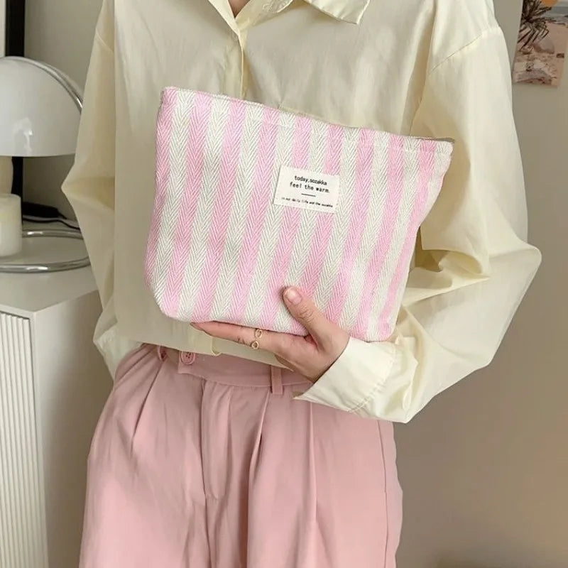 Stripe Cosmetic Bag Waterproof Women Cosmetic Bag Small Bag Storage Makeup Case,Travelling Pouch Organizer for Lady