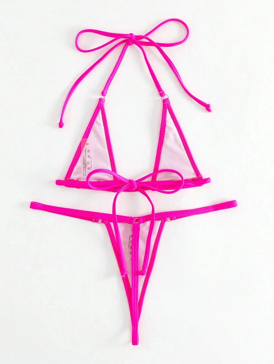 Sexy Micro Bikini 2026 Women Swimsuit Female Swimwear Mini Thong Bikinis Set Halter Biquini Beach Wear Swimming for Bathing Suit