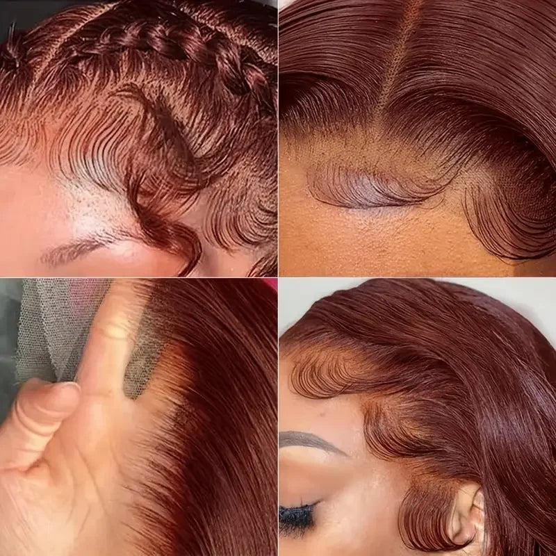 Reddish Brown 13x4 Body Wave Lace Frontal Human Hair Wigs Brazilian Virgin Remy Hair 13x6 Transparent Lace Front Wig For Women