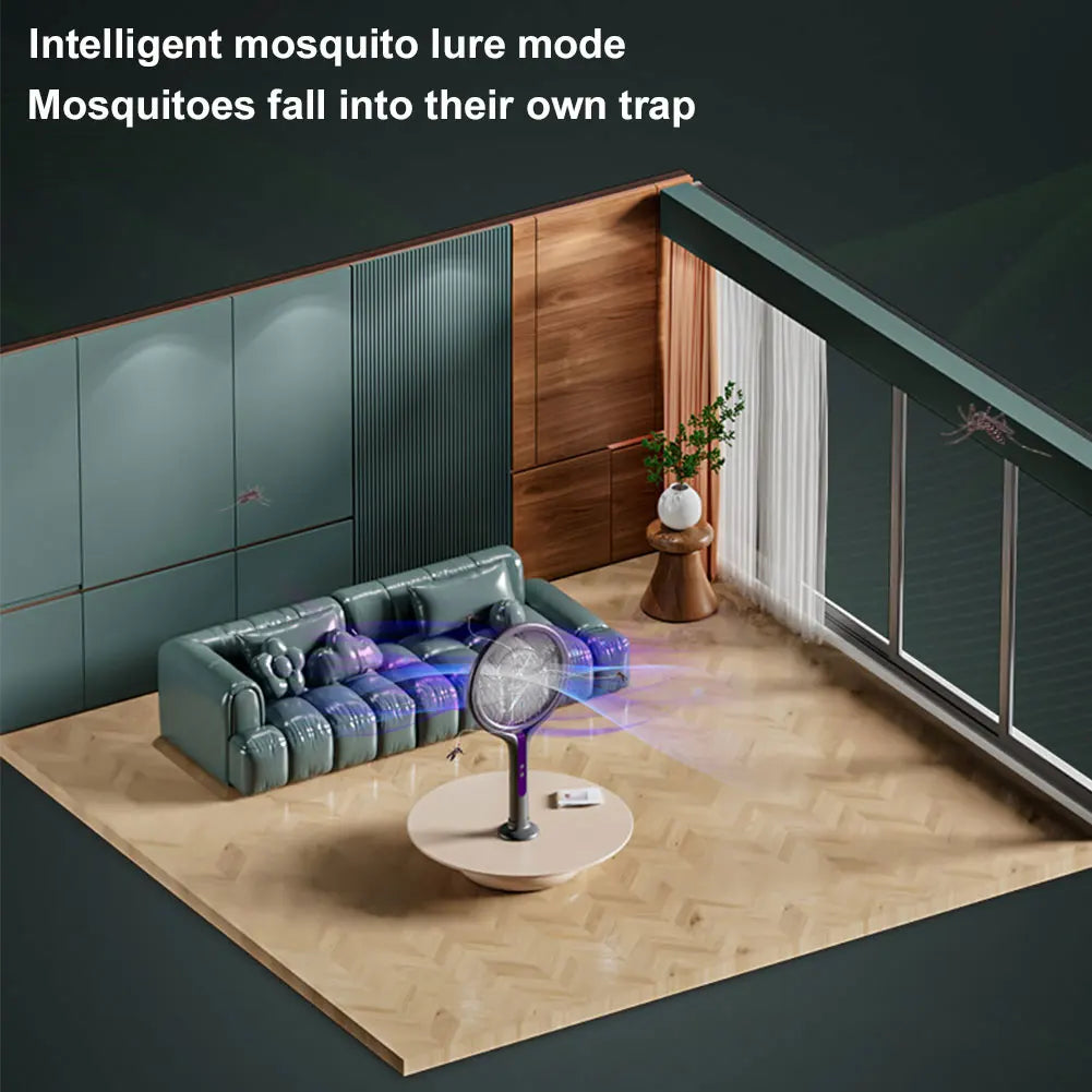 Rotating Head Electric Fly Swatter Rechargeable Fly Zapper 2 in 1 Fly Killer and Mosquito Trap Lamp for Indoor Outdoor
